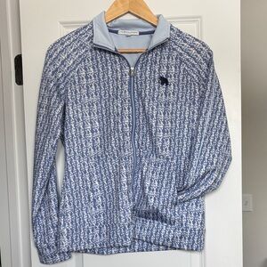 Light Blue and White Patterned Golf Zipup